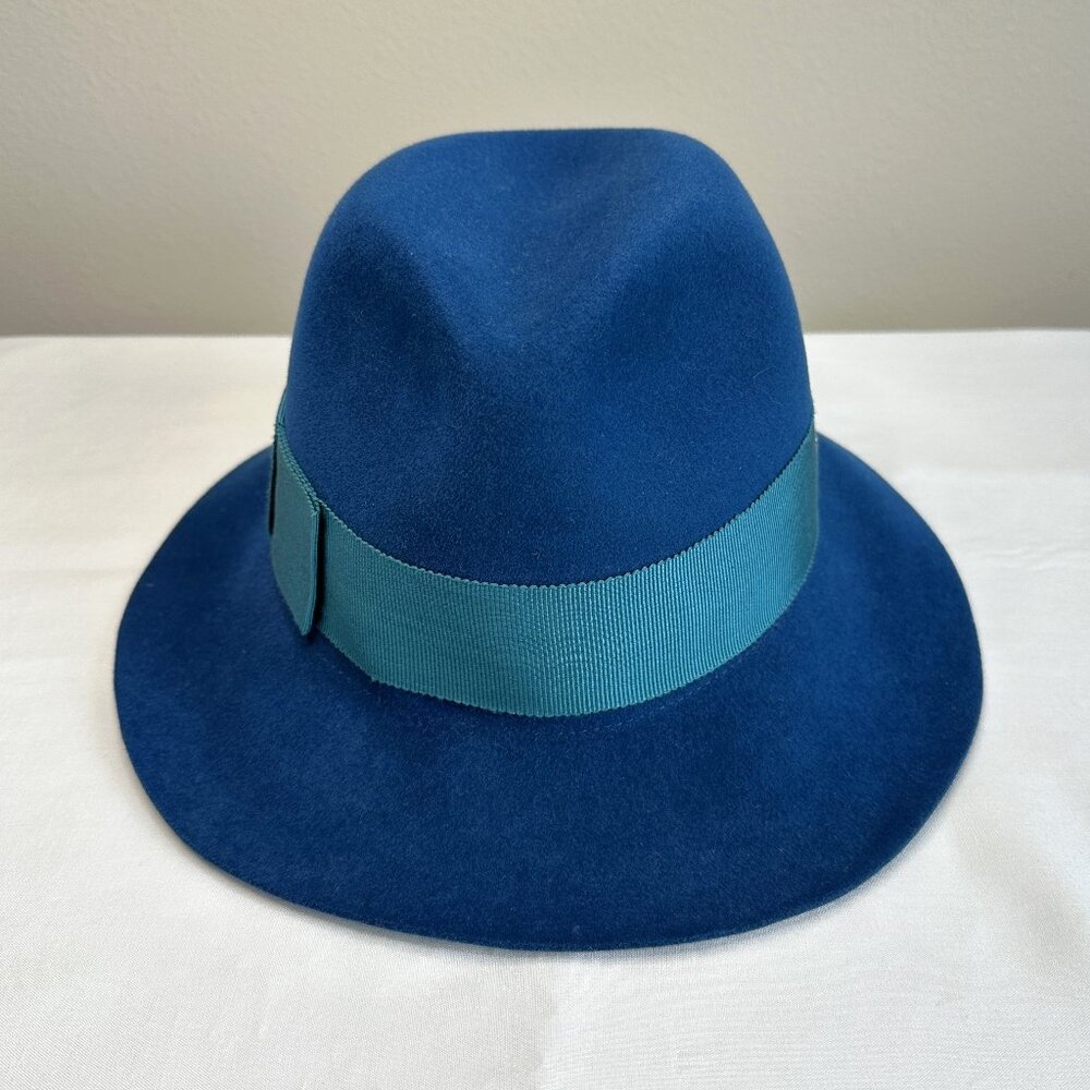 Helen Kaminski Rabbit Felt Fedora Hat Blue O/S - Picture 3 of 10